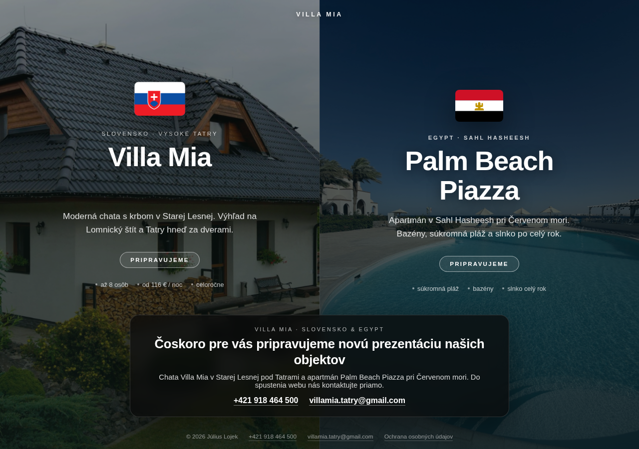 Náhľad webstránky Villa Mia